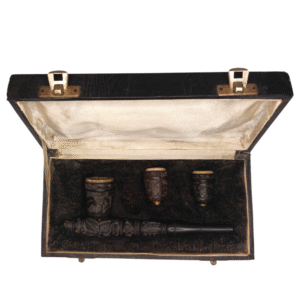 Coffret ancien pipe artisanale sculptée et têtes interchangeables