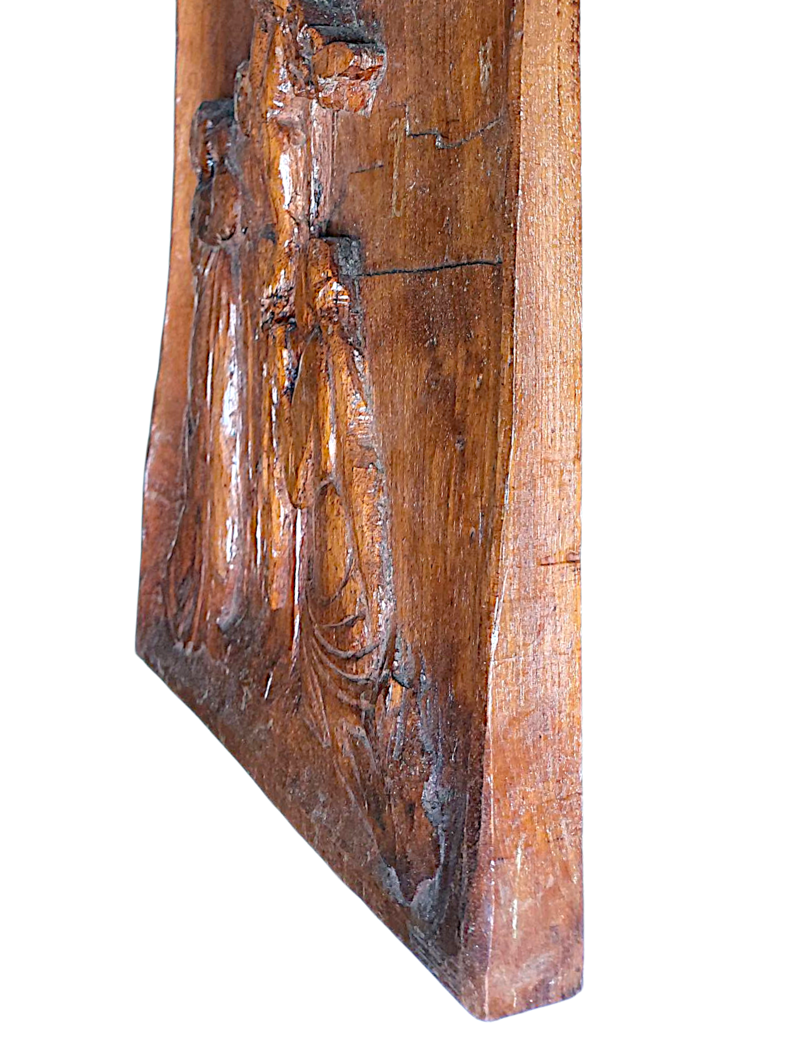 Relief chrétien en bois sculpté vue de profil
