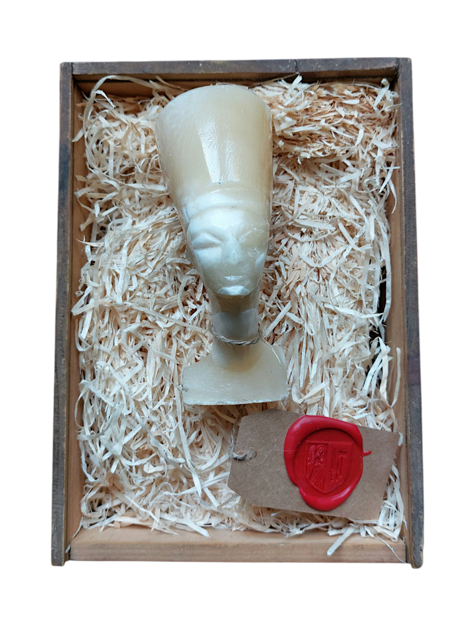 Reproduction buste de Néfertiti en albâtre naturel, vue de face