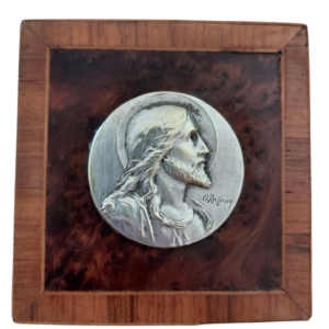 Icône religieuse ancienne du Christ sur support en bois